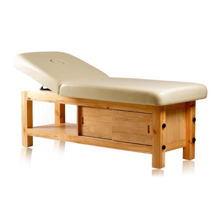 Kaya Massage Bed with Storage underneath, manual height adjustment
